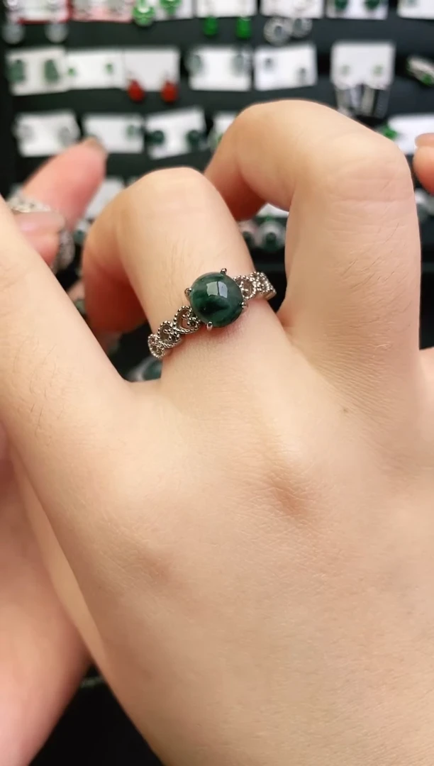 银S925镶嵌戒指翡翠0