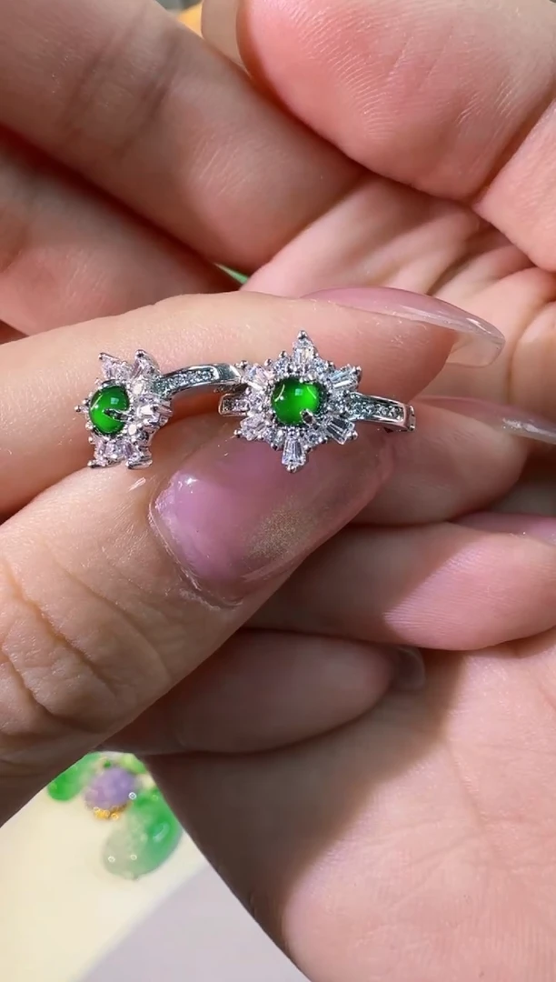 【闪购商品】翡翠耳饰银S925镶嵌耳饰