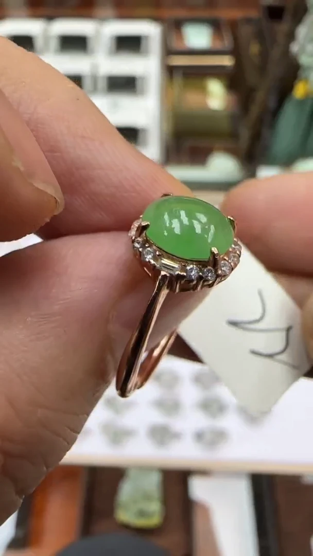 【闪购商品】翡翠挂件银S925镶嵌A货翡翠多样性戒指