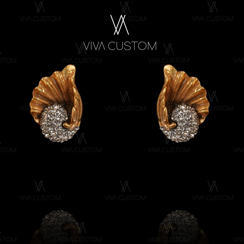 铜合金合成锆石耳饰 （经典再现系列）复古气质海螺耳拍