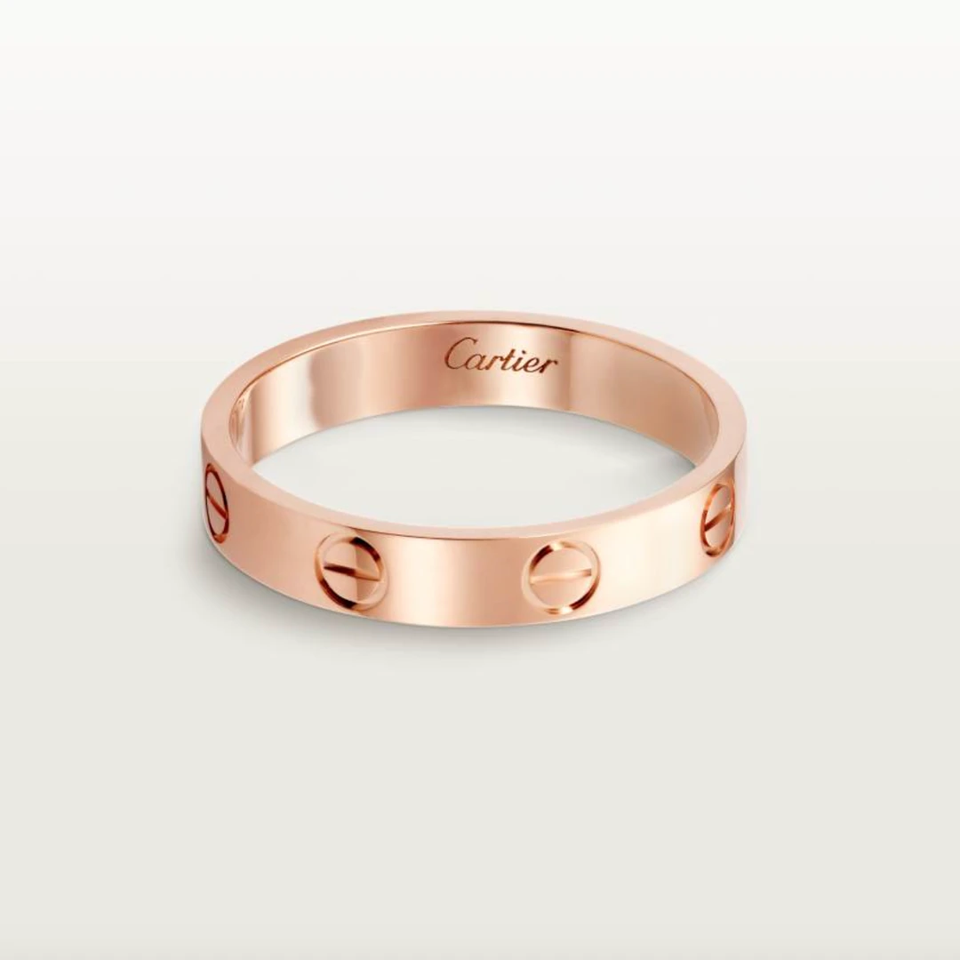 99新 Cartier/卡地亚 18k玫瑰金LOVE系列窄版结婚戒指48码
