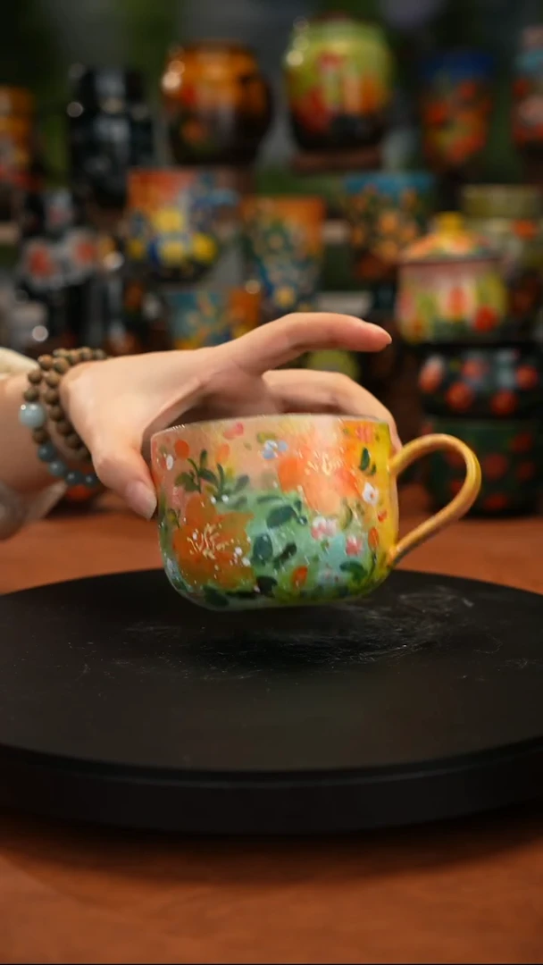 紫砂油画手绘釉下彩