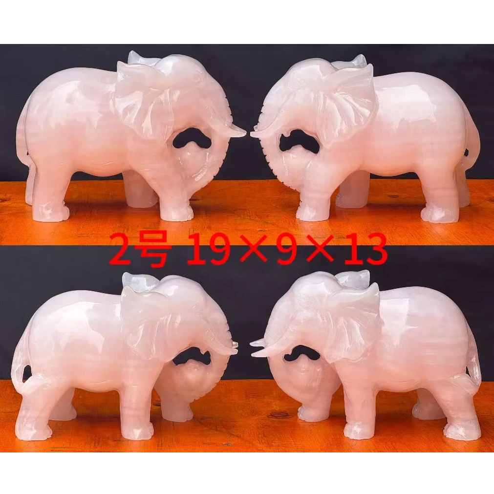 《粉色大象2号》天然材质玉石工艺摆件精品礼品（阿富汗玉石）