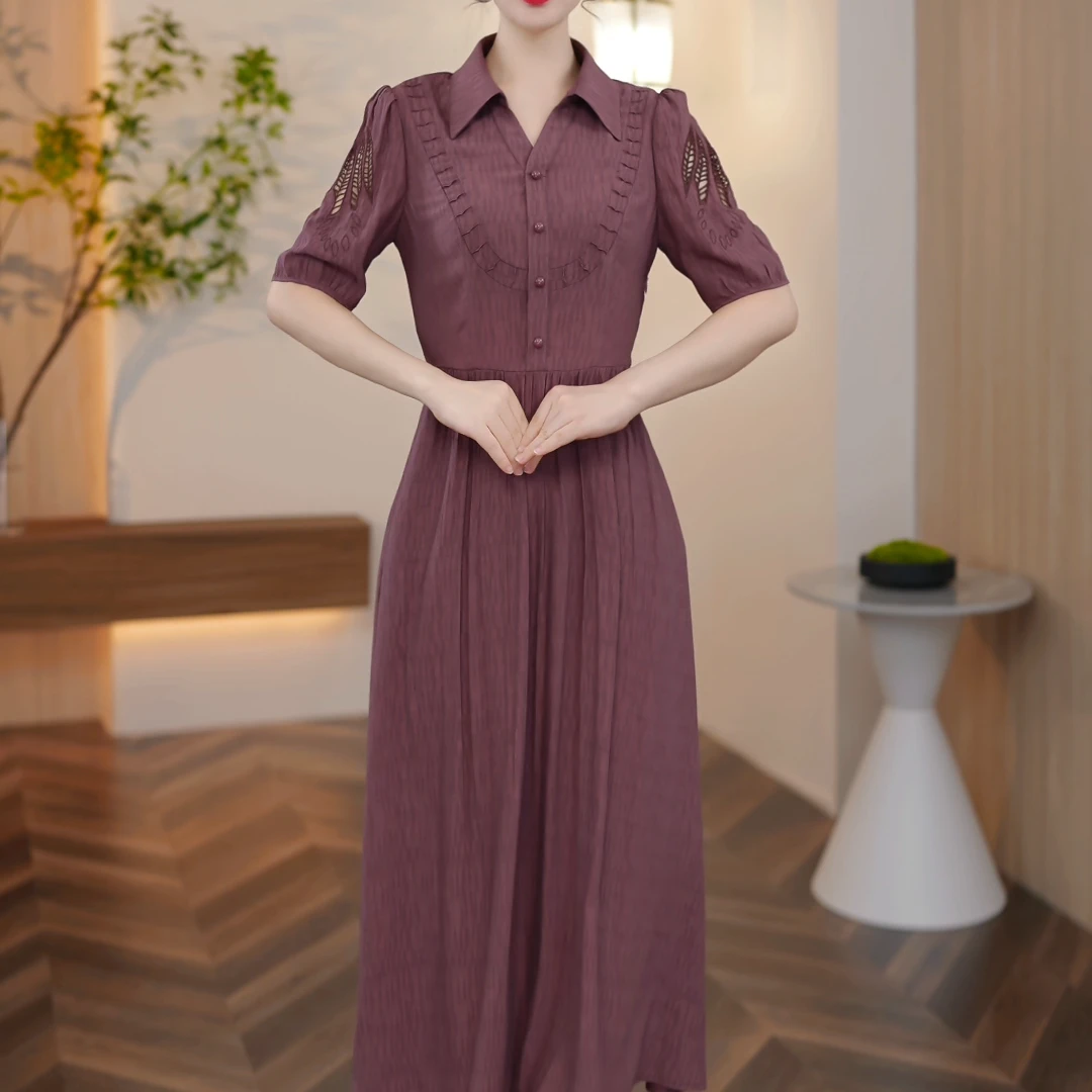 【晨薇女装】25123夏季穿搭连衣裙时尚大气收腰修身显气质显瘦洋气