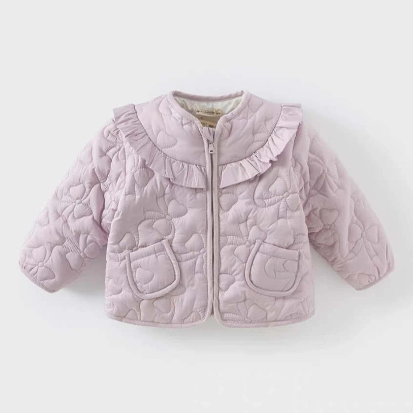 秋冬百搭风公主女棉袄绣蝴蝶结双口袋棉服宝宝洋气棉服ZSJ-K-D03