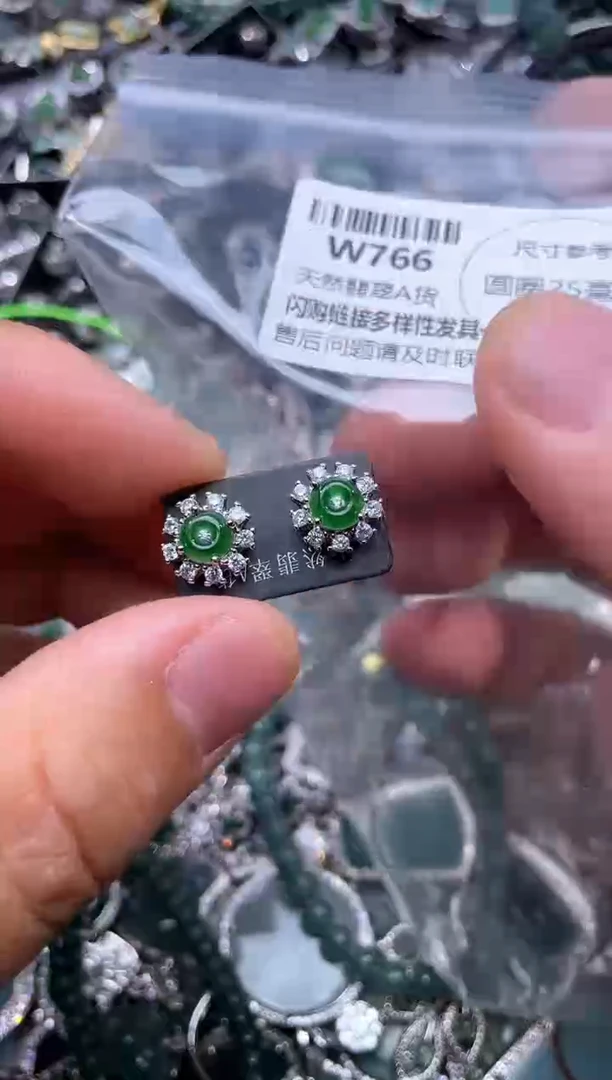 【闪购商品】翡翠颈饰未镶嵌W766耳钉