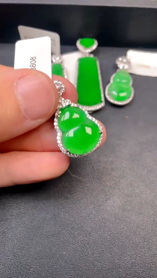 吊坠(不含链)银S925镶嵌翡翠吊坠