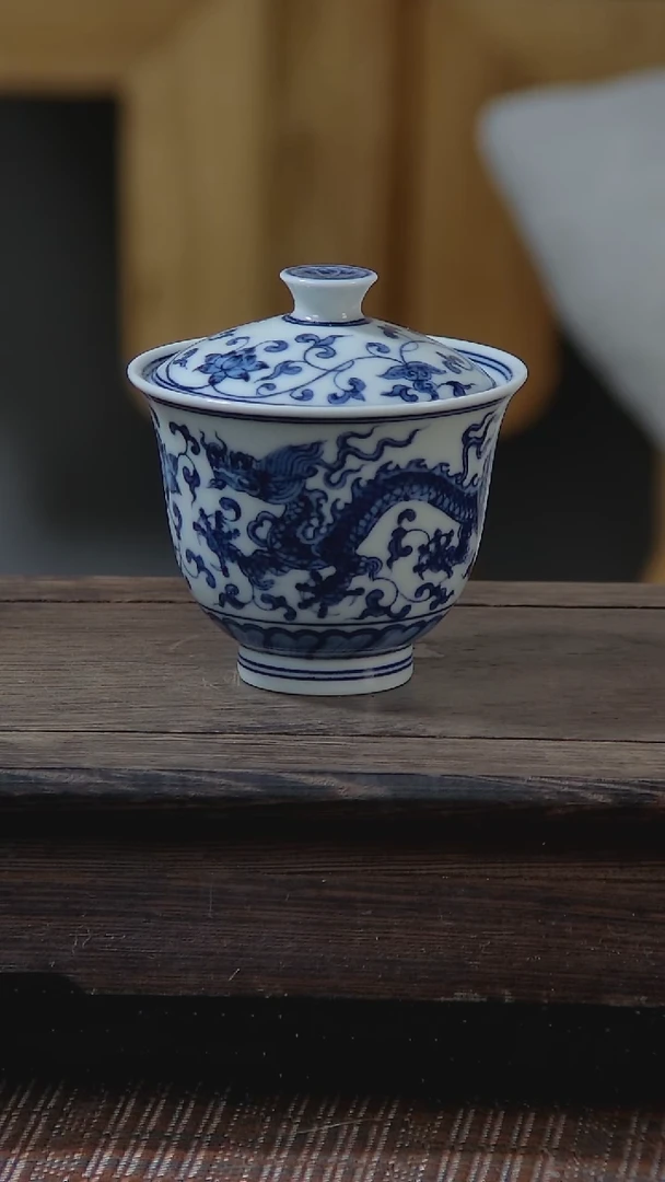 【闪购商品】折葵手工手绘龙纹缠枝莲