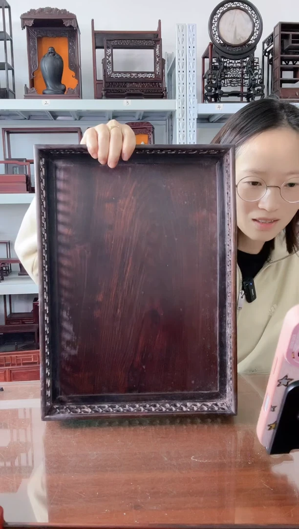 交趾黄檀（大红酸枝）老物件茶盘39*29*6    1800