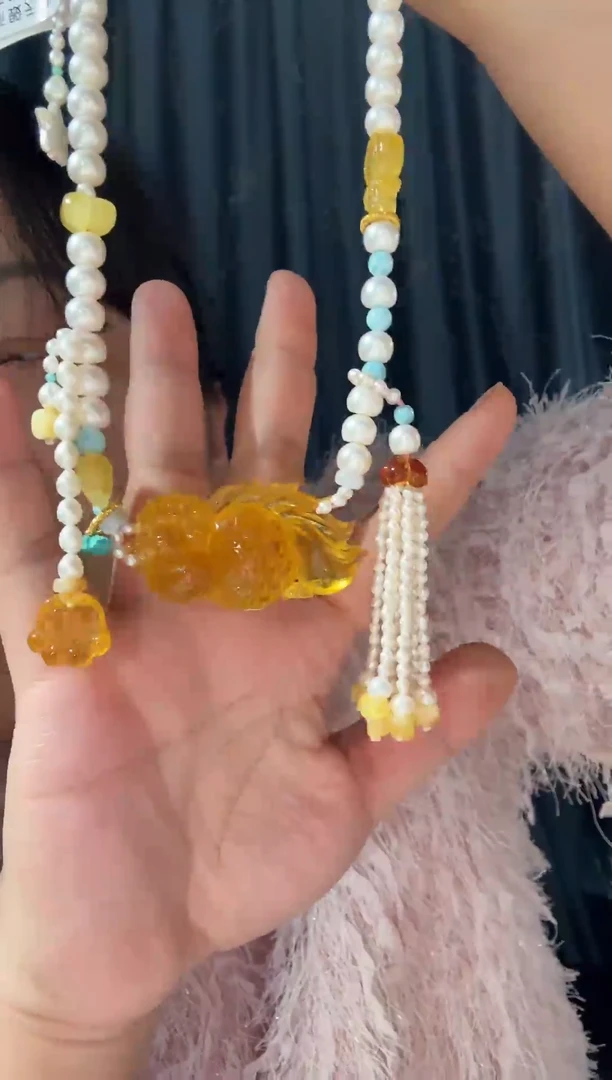 蜜蜡项链未镶嵌蜜蜡金鱼项链