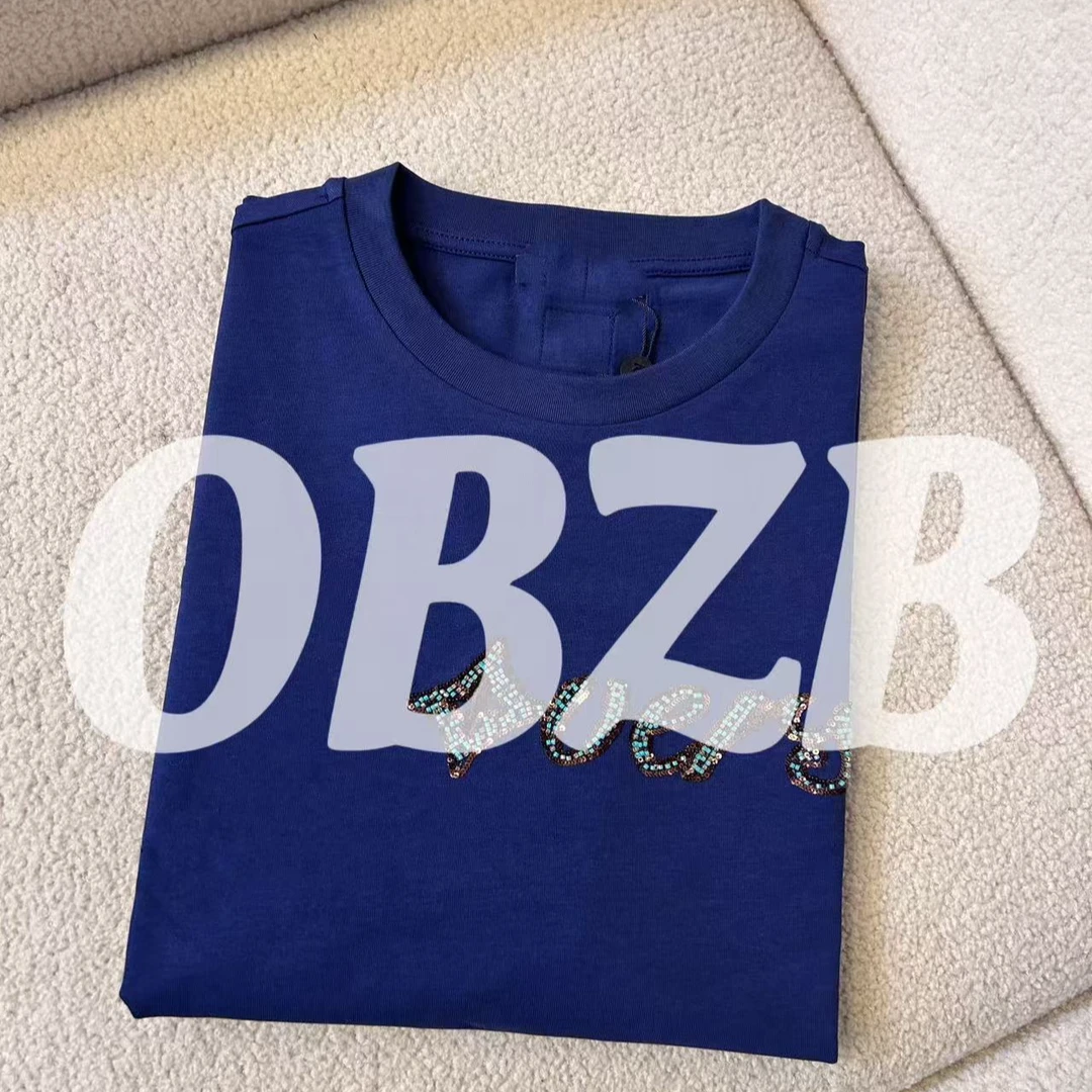 OBZB【L蓝色短袖】宽松修身时尚潮流百搭不挑人男女同款1012