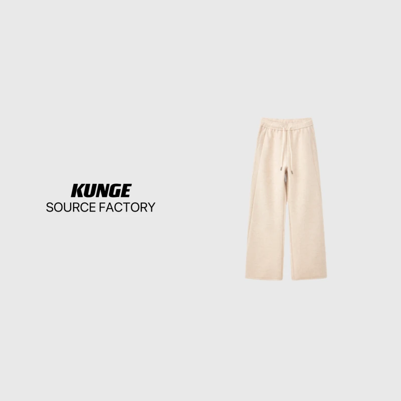 KUNGE-时尚百搭奶白色立体裁剪抽绳弯刀裤-8958