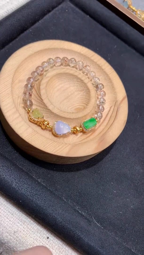 银S925镶嵌手串翡翠手串