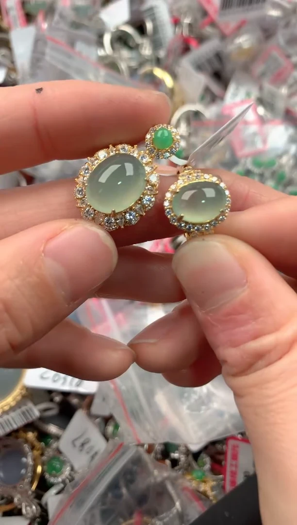 银S925镶嵌戒指翡翠555   7