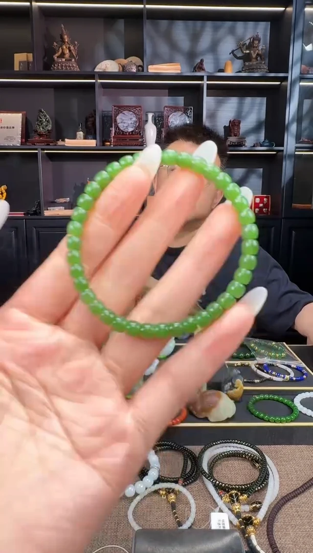 和田玉未镶嵌颈饰6mm碧玉极致手串