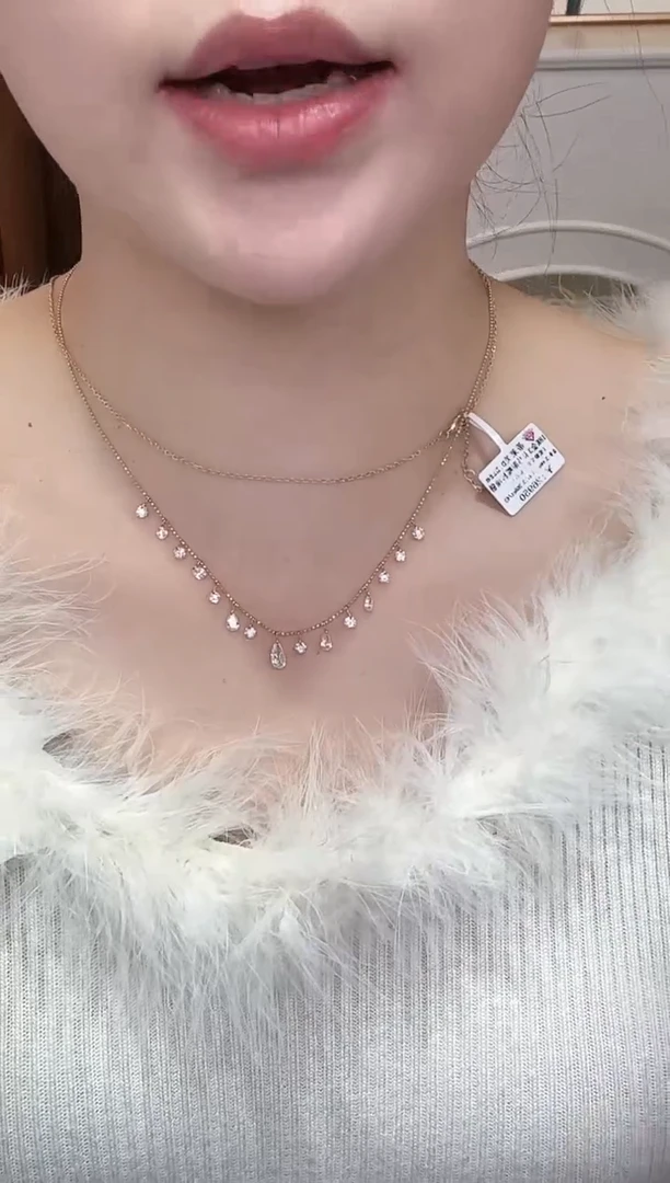 18K金镶嵌颈饰实验室培育钻石18k金k黄美神项链