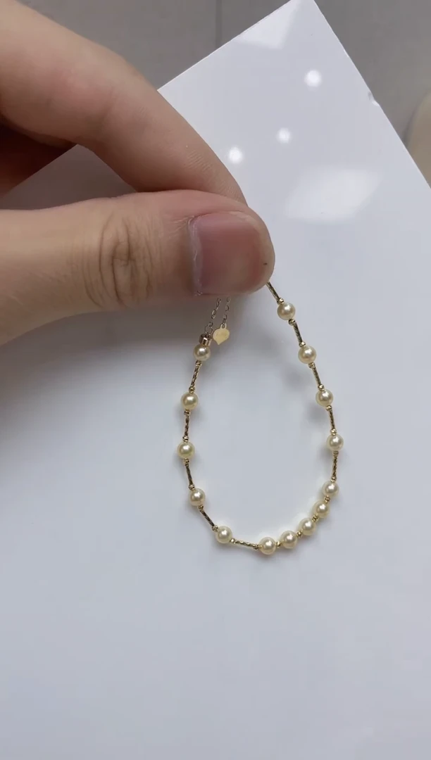 18K金镶嵌手链海水珍珠