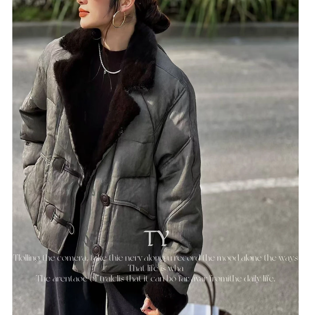 【no退no换 谨慎下单】西装领短款亚麻鹅绒外套 88532