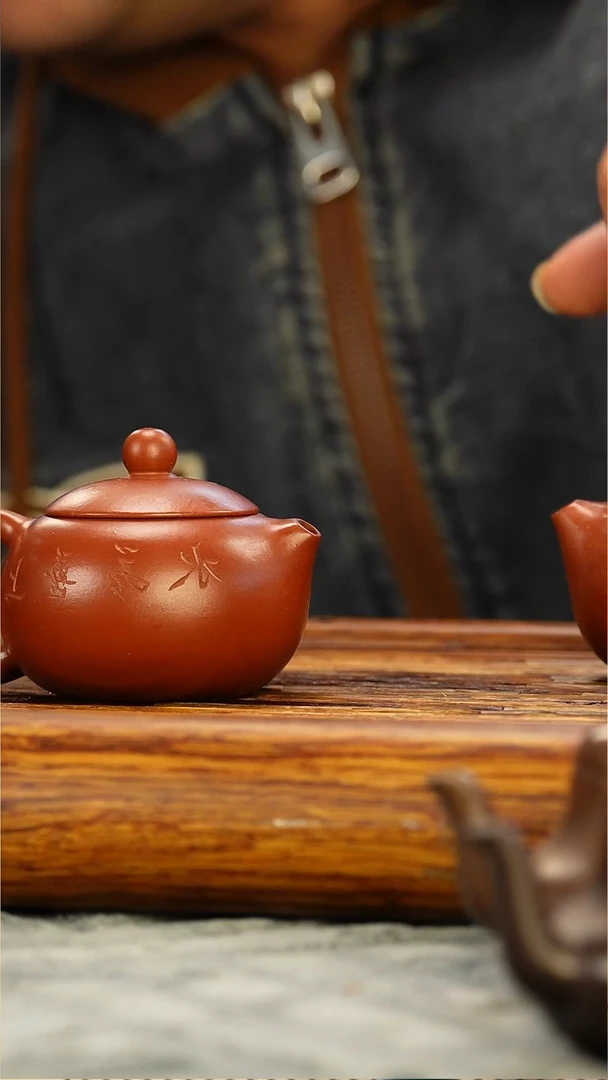 茶壶紫砂朱泥刻绘刻字超小品西施