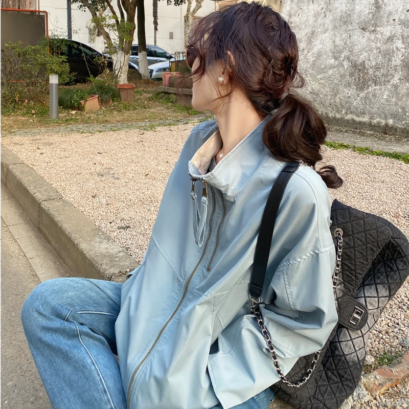 2025秋季新款女短外套纯色chic风立领小个子夹克时尚上衣097