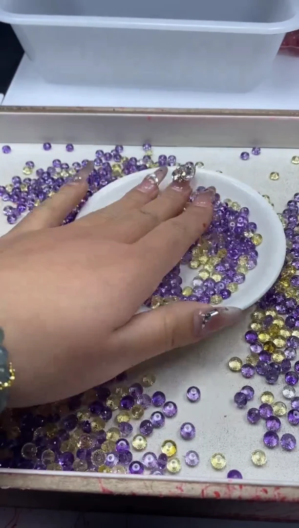 【闪购商品】水晶颈饰未镶嵌w2121紫黄切面算盘6*4mm*10颗