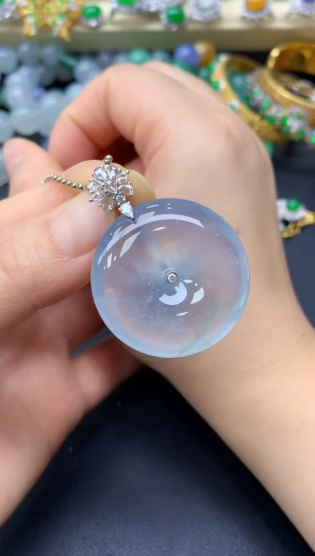 吊坠(不含链)18K金镶嵌翡翠362-中国好珍宝