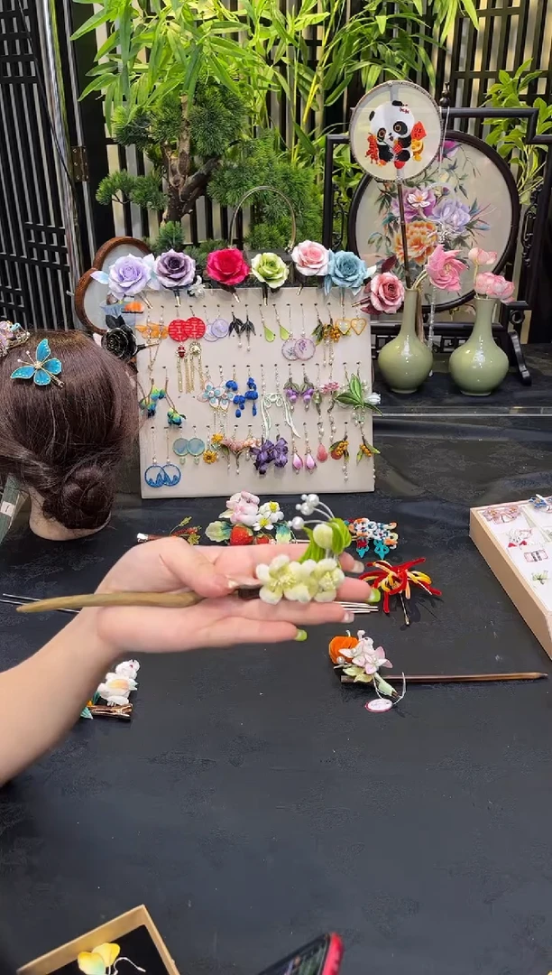 织绣C****.非遗绒花手工饰品