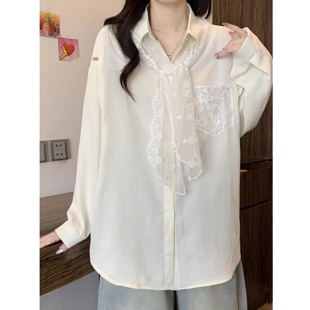 气质长袖白色洋气百搭小众宽松设计感气质长袖白色洋气百搭小众