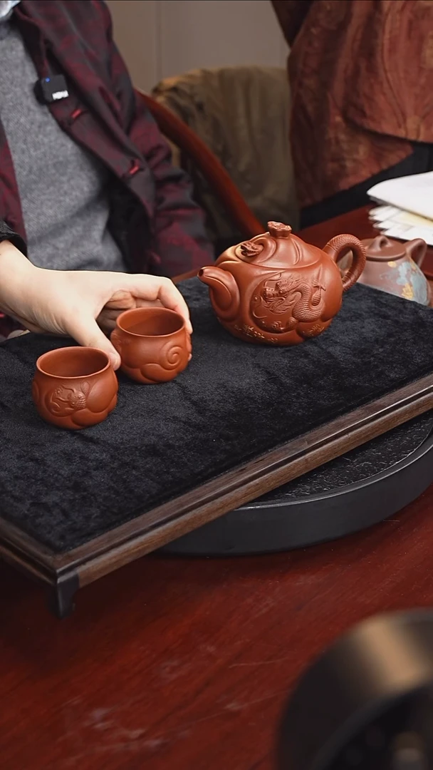 茶壶紫砂 邵德华  鱼化龙套组76 大红袍 470毫升