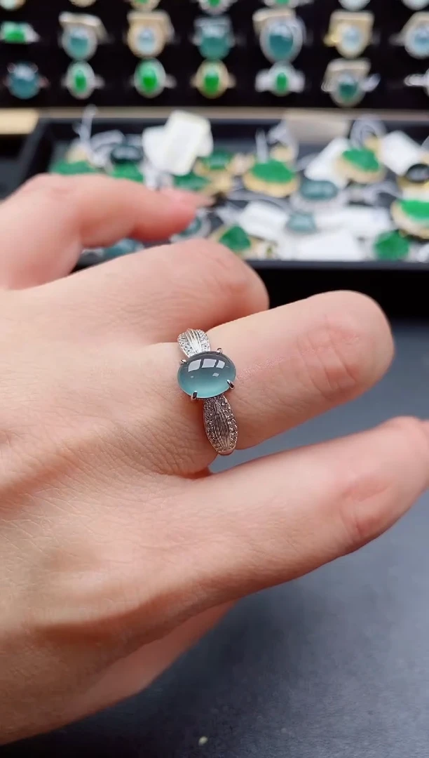 银S925镶嵌戒指翡翠1