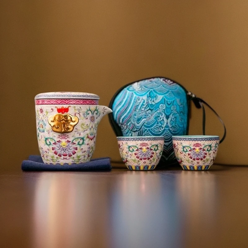 KK0356花开盛世珐琅彩旅行茶具