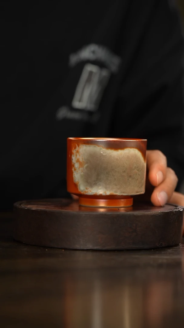 25柴房陶瓷柴烧金红主人杯