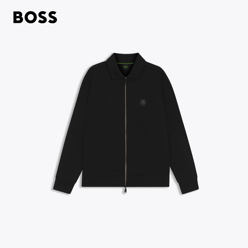 BOSS博斯25年冬季新款双 B 交织字母棉质混纺拉链运动衫50543881