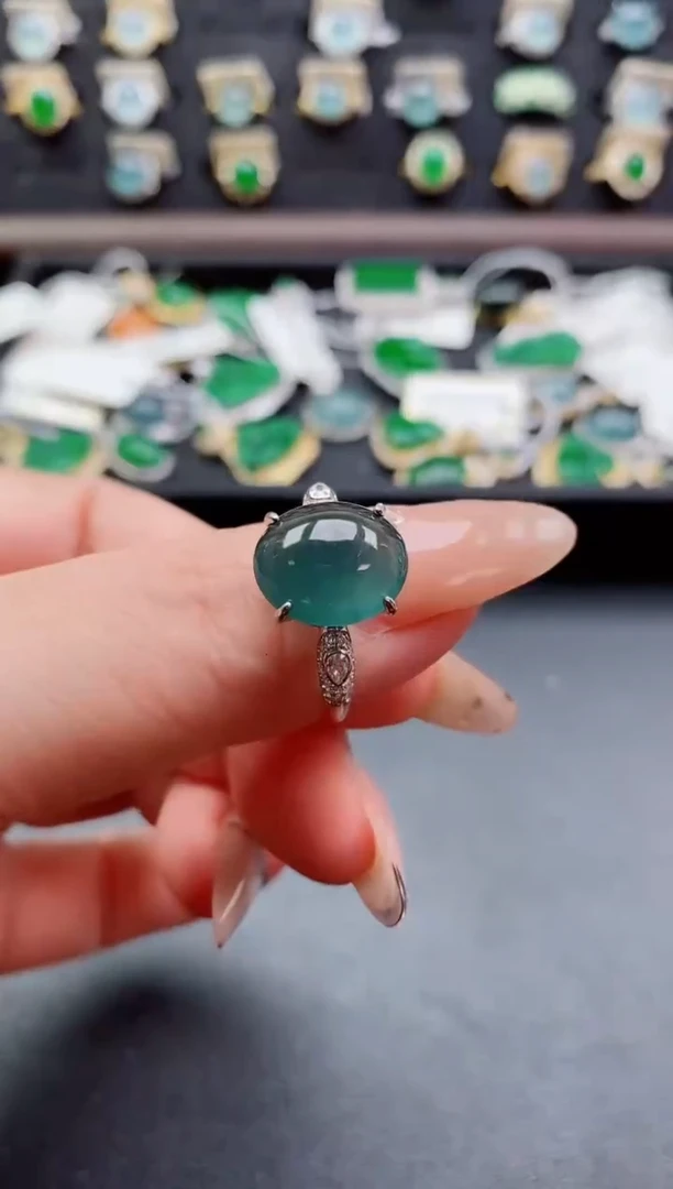 银S925镶嵌戒指翡翠1