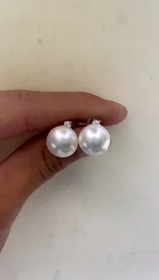银S925镶嵌耳饰淡水珍珠12-13