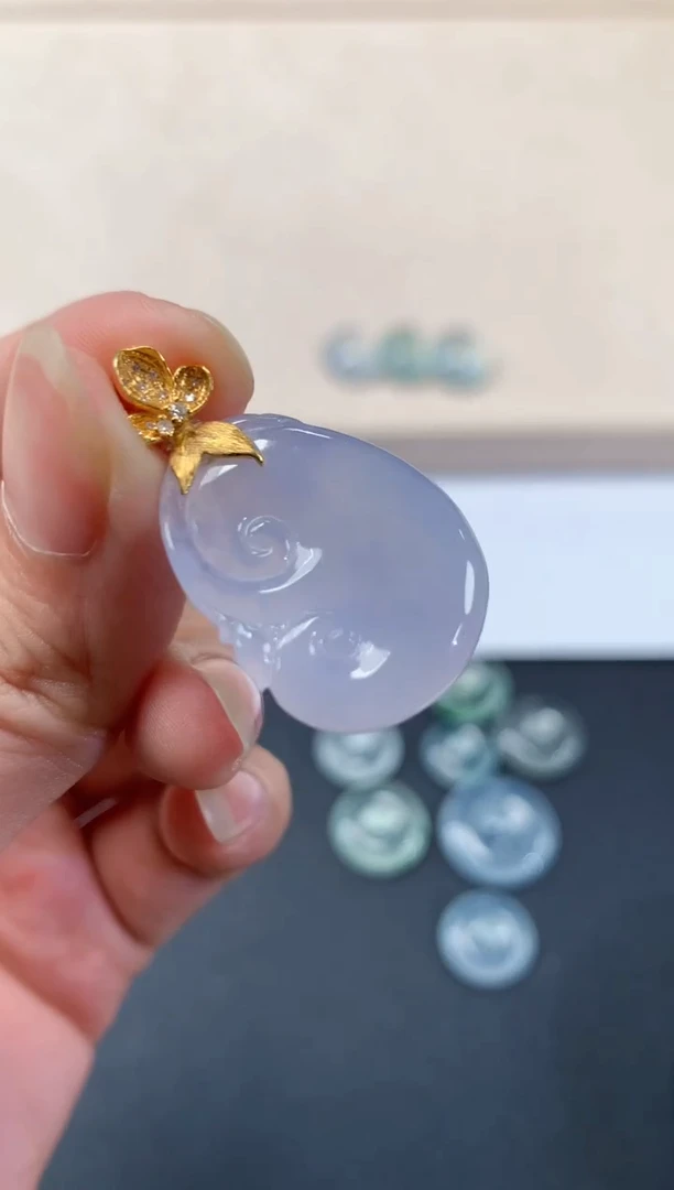 吊坠(不含链)18K金镶嵌翡翠Q236|2980