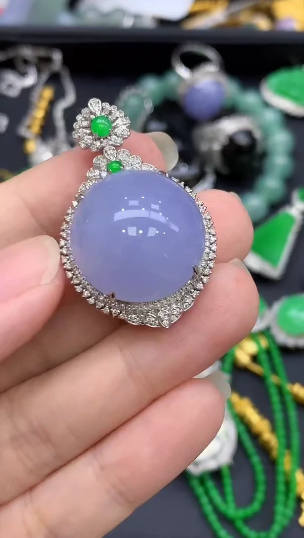 颈饰18K金镶嵌翡翠894-中国好珍宝