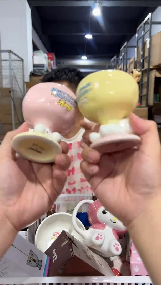 瓷片马克涂布猫狗小茶杯2件套