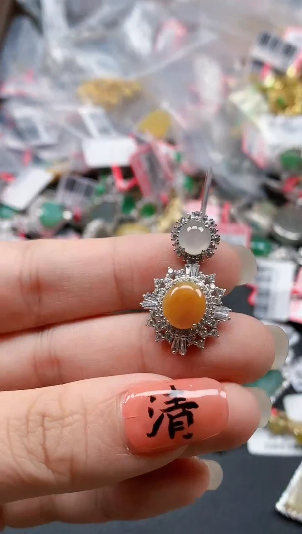银S925镶嵌戒指翡翠天然A货缅甸翡翠