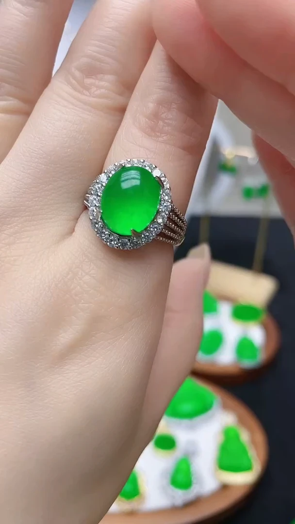 银S925镶嵌戒指翡翠J06