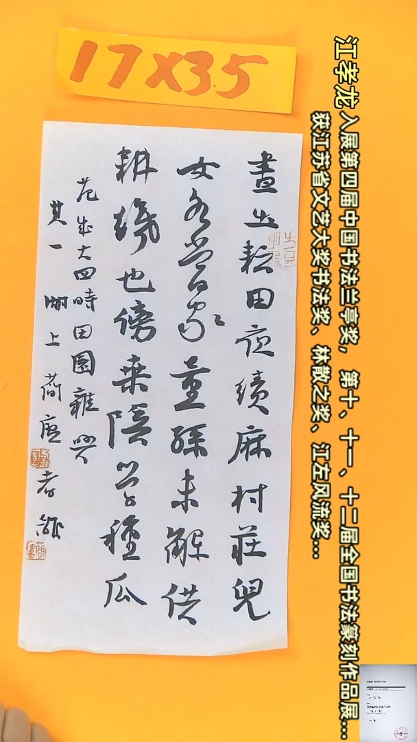 【闪购商品】书法江孝龙书法获奖同款字体17*35