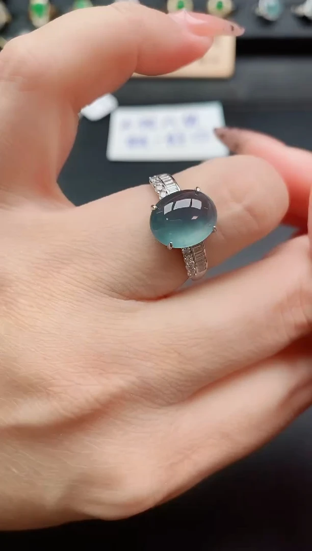 银S925镶嵌戒指翡翠1