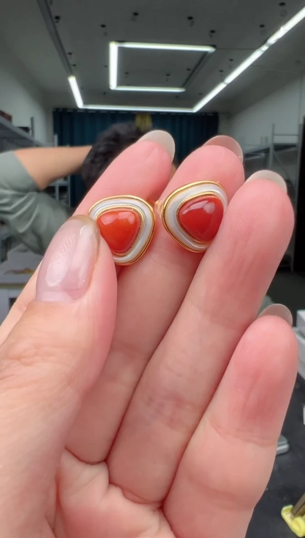 银S925镶嵌南红玛瑙耳饰耳饰多样性拍一发一