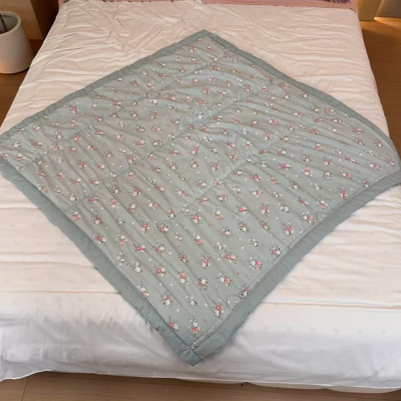 W【春秋被-兰溪-绿-儿】110*110cm加厚亲肤纯色双面轻奢日用品