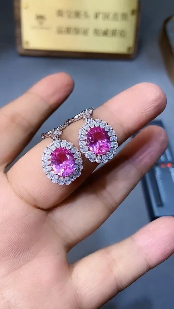 【闪购商品】彩色蓝宝石耳饰银S925镶嵌354