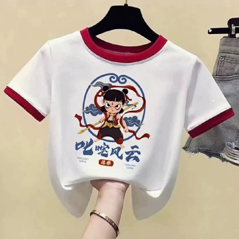 哪吒2之魔童闹海卡通短袖T恤夏季男女童衣服宝宝儿童夏装纯棉上衣