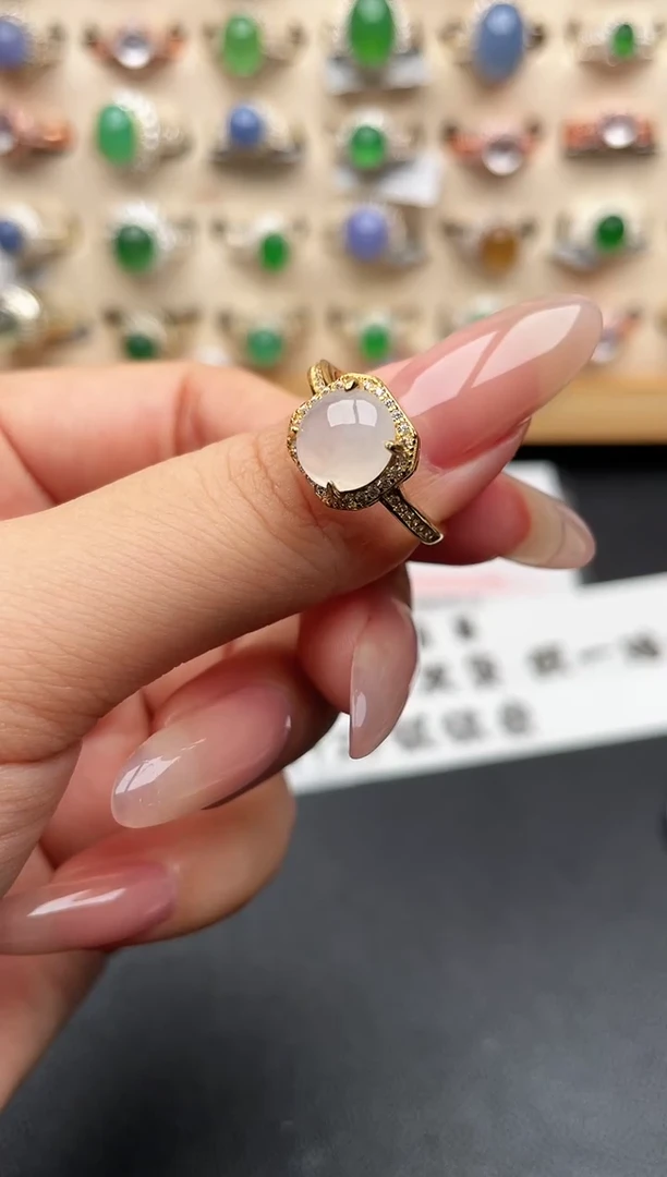 银S925镶嵌戒指翡翠一物一证一礼盒