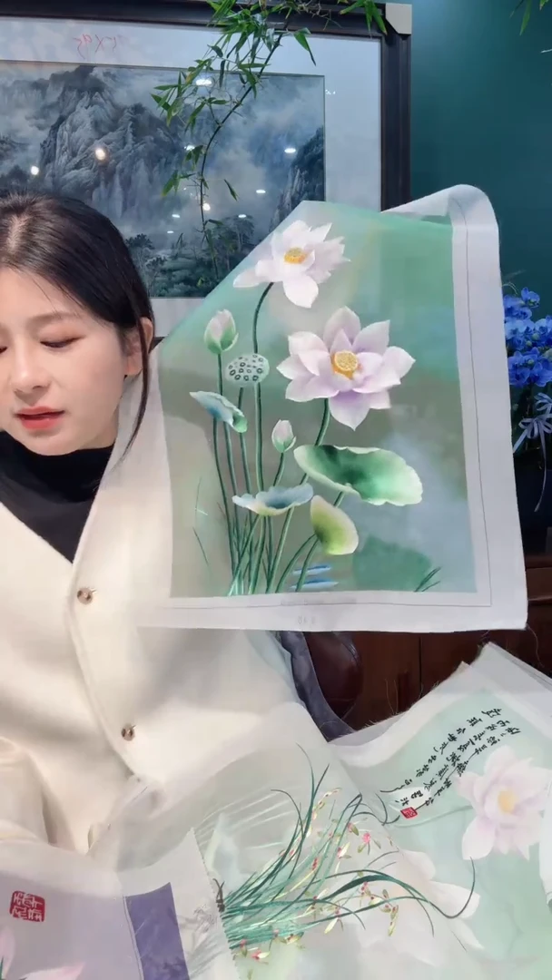 竖款非遗苏绣手工刺绣绣片不退换