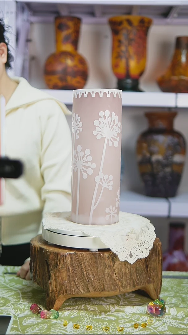 琉璃【2】粉色郁金香格雷花瓶