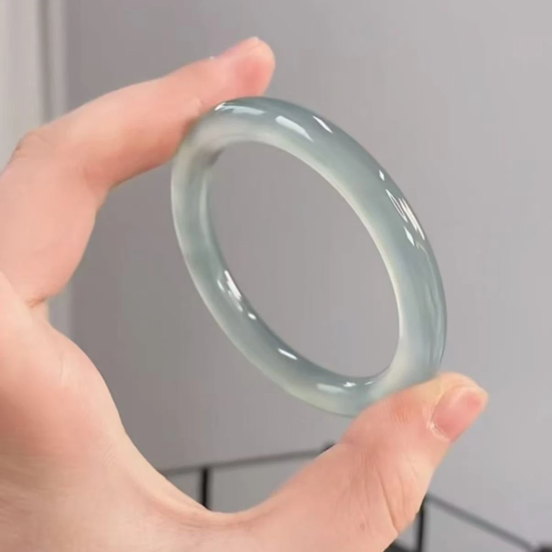 圆条卡8冰油青玛瑙玉手镯女款晴水真品天然玉镯送礼物多样性发一